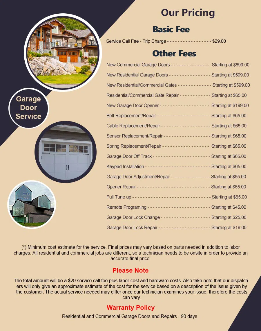 Garage Door Mobile Service Pasadena, CA 626-999-0652